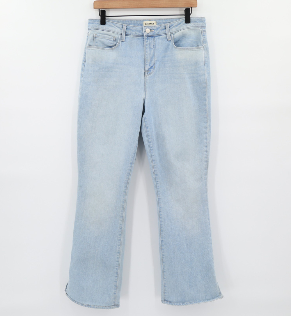 L'Agence 30x29 Abilene Aster Wash Blue High Rise Side Slit Jeans